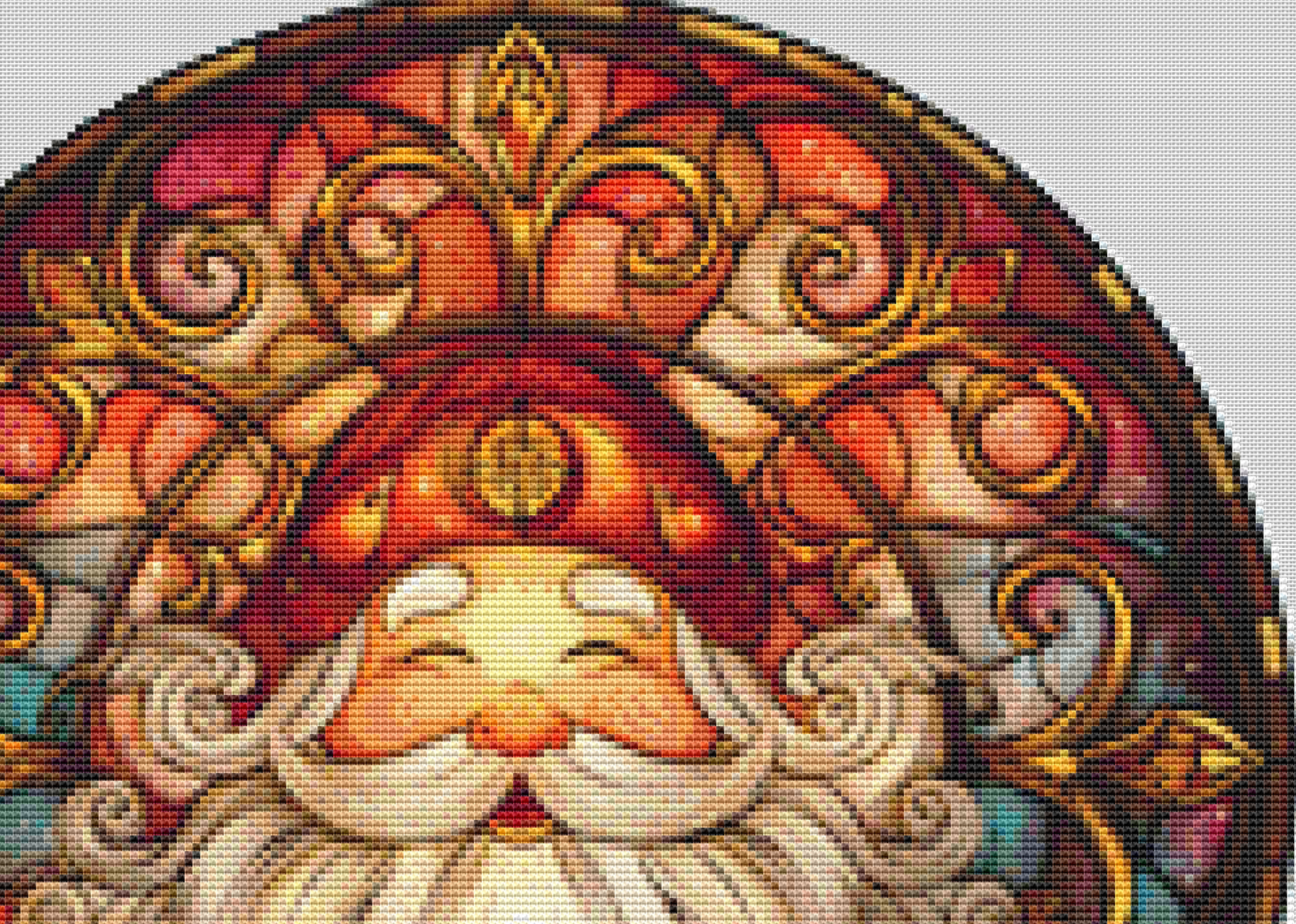 Stained Glass Jolly St. Nick (Ornament) counted cross stitch pattern by MyVibeSpace