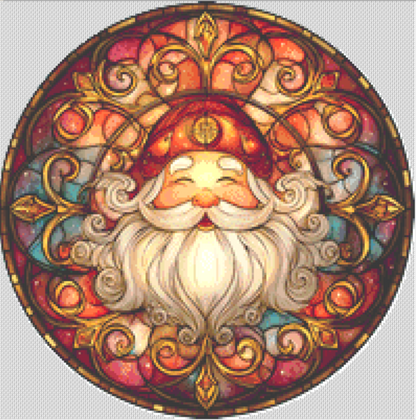 Stained Glass Jolly St. Nick (Ornament) counted cross stitch pattern by MyVibeSpace