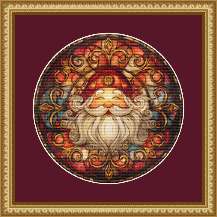 Stained Glass Jolly St. Nick (Ornament) counted cross stitch pattern by MyVibeSpace