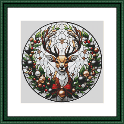 Stained Glass Reindeer 1 (Ornament) counted cross stitch pattern by Vector Craft Lab