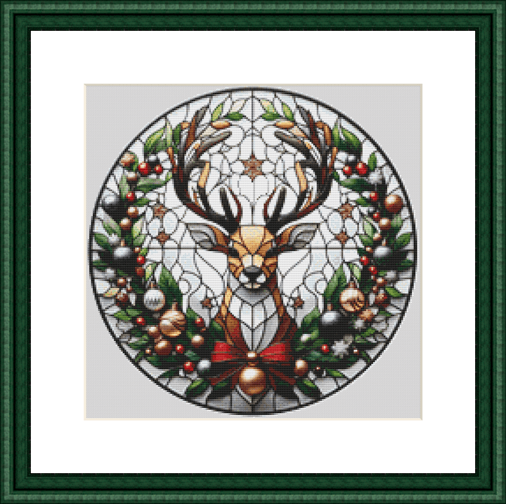Stained Glass Reindeer 1 (Ornament) counted cross stitch pattern by Vector Craft Lab