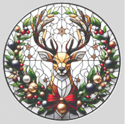 Stained Glass Reindeer 1 (Ornament) counted cross stitch pattern by Vector Craft Lab