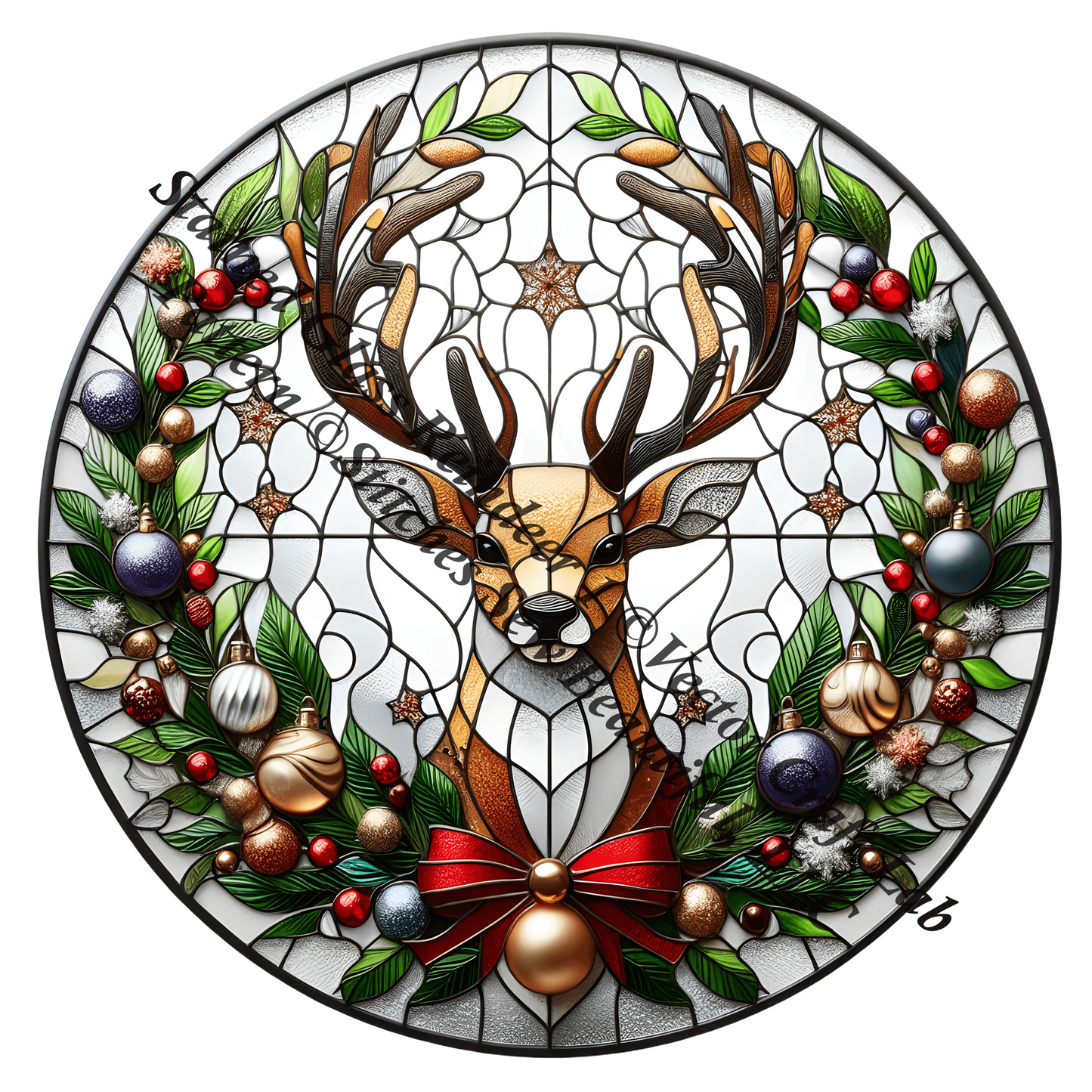 Stained Glass Reindeer 1 (Ornament) counted cross stitch pattern by Vector Craft Lab