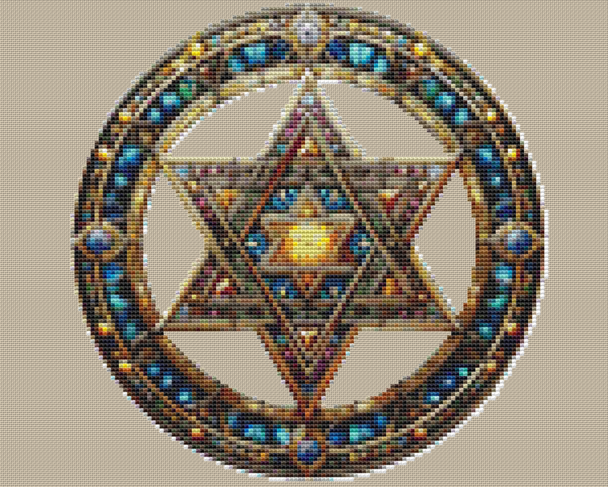 Stained Glass Star of David counted cross stitch pattern by ThriveUpNow