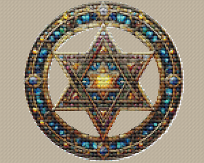 Stained Glass Star of David counted cross stitch pattern by ThriveUpNow