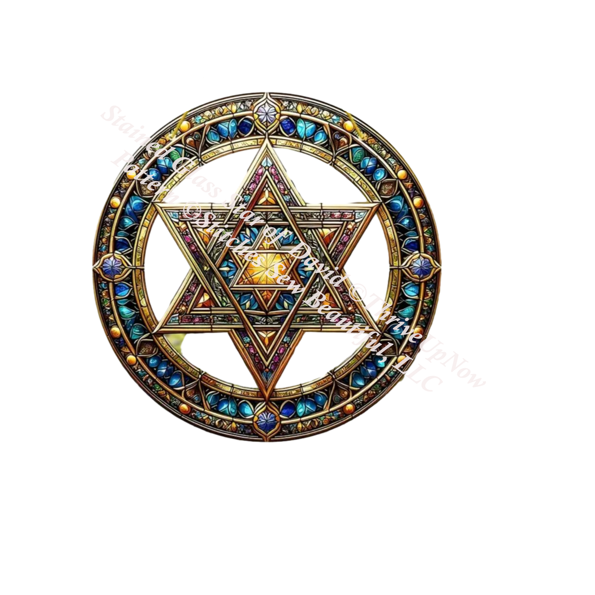 Stained Glass Star of David counted cross stitch pattern by ThriveUpNow
