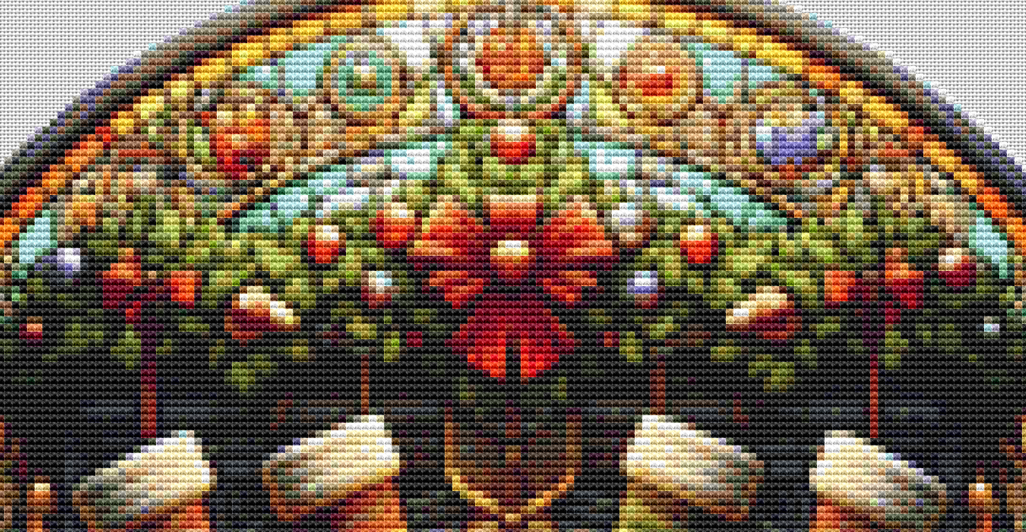 Stained Glass Stocking Hung by The Chimney With Care (Ornament) counted cross stitch pattern by Vector Craft Lab
