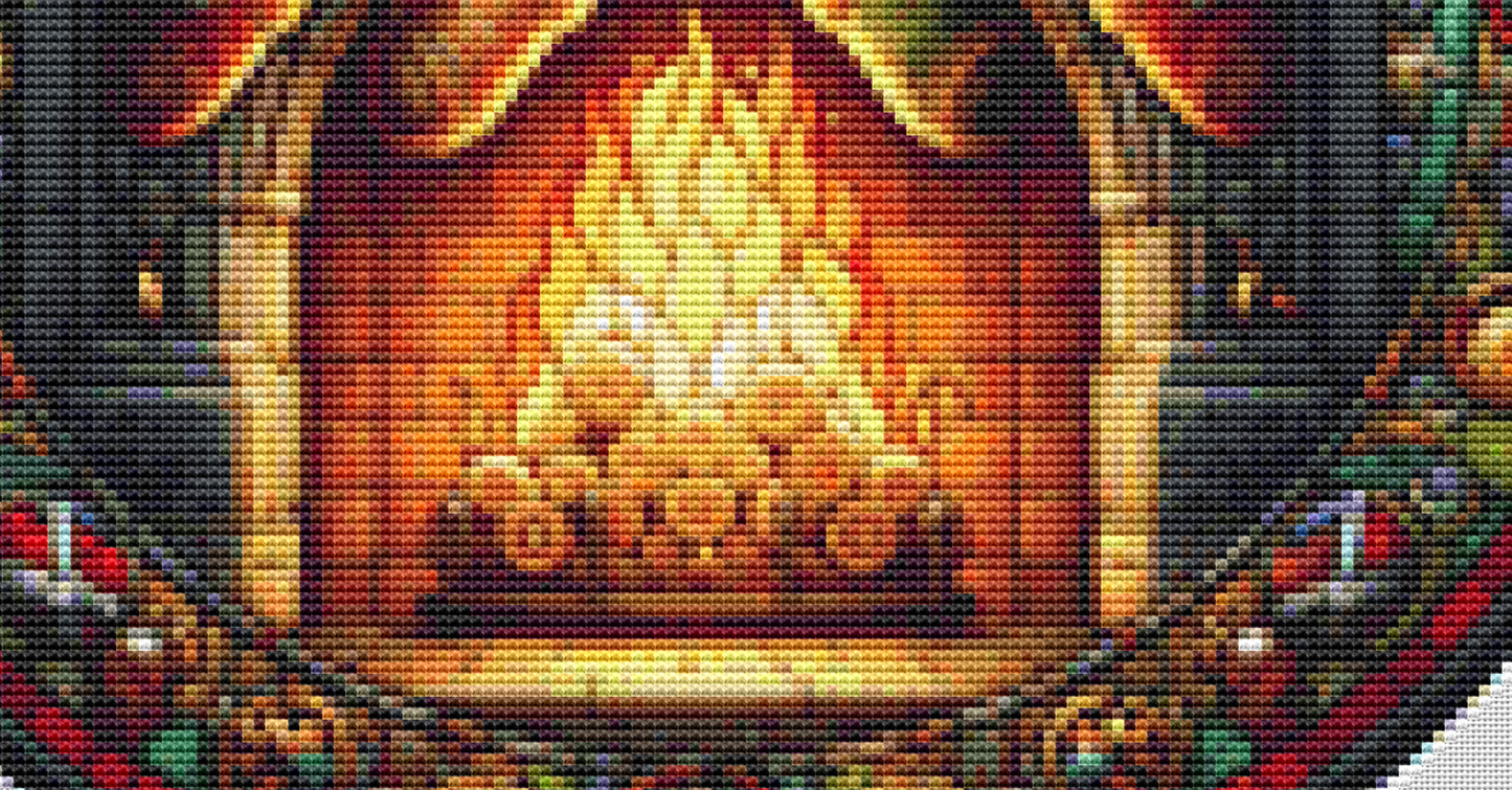 Stained Glass Stocking Hung by The Chimney With Care (Ornament) counted cross stitch pattern by Vector Craft Lab