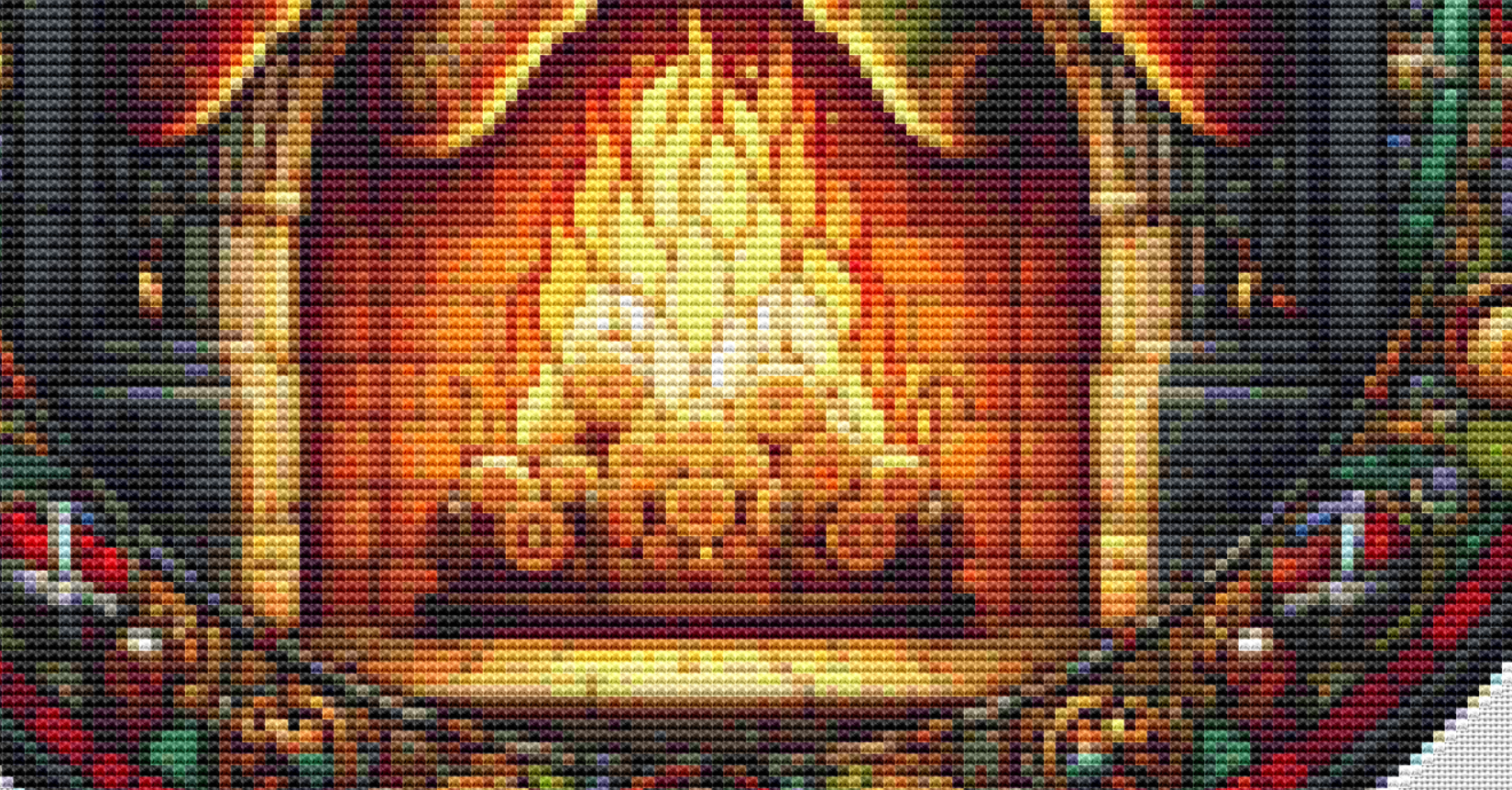 Stained Glass Stocking Hung by The Chimney With Care (Ornament) counted cross stitch pattern by Vector Craft Lab