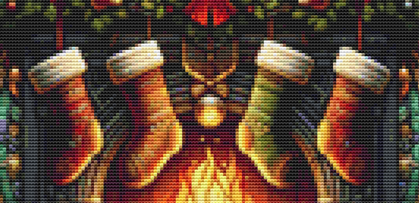 Stained Glass Stocking Hung by The Chimney With Care (Ornament) counted cross stitch pattern by Vector Craft Lab