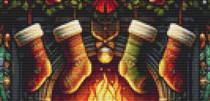 Stained Glass Stocking Hung by The Chimney With Care (Ornament) counted cross stitch pattern by Vector Craft Lab