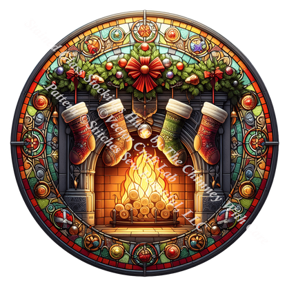 Stained Glass Stocking Hung by The Chimney With Care (Ornament) counted cross stitch pattern by Vector Craft Lab