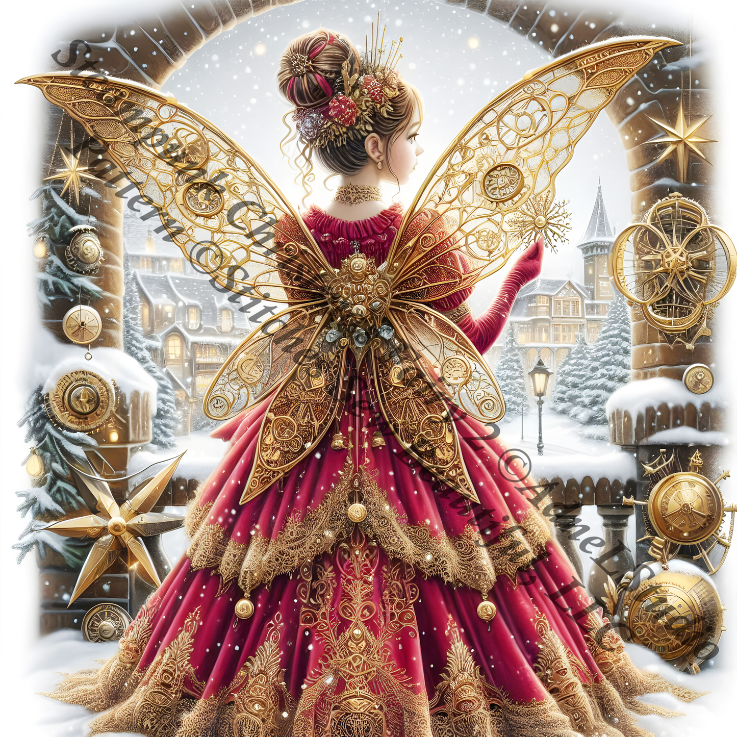 Steampunk Christmas Fairy 2 (Max Size/Color) counted cross stitch pattern by AdneLStudio