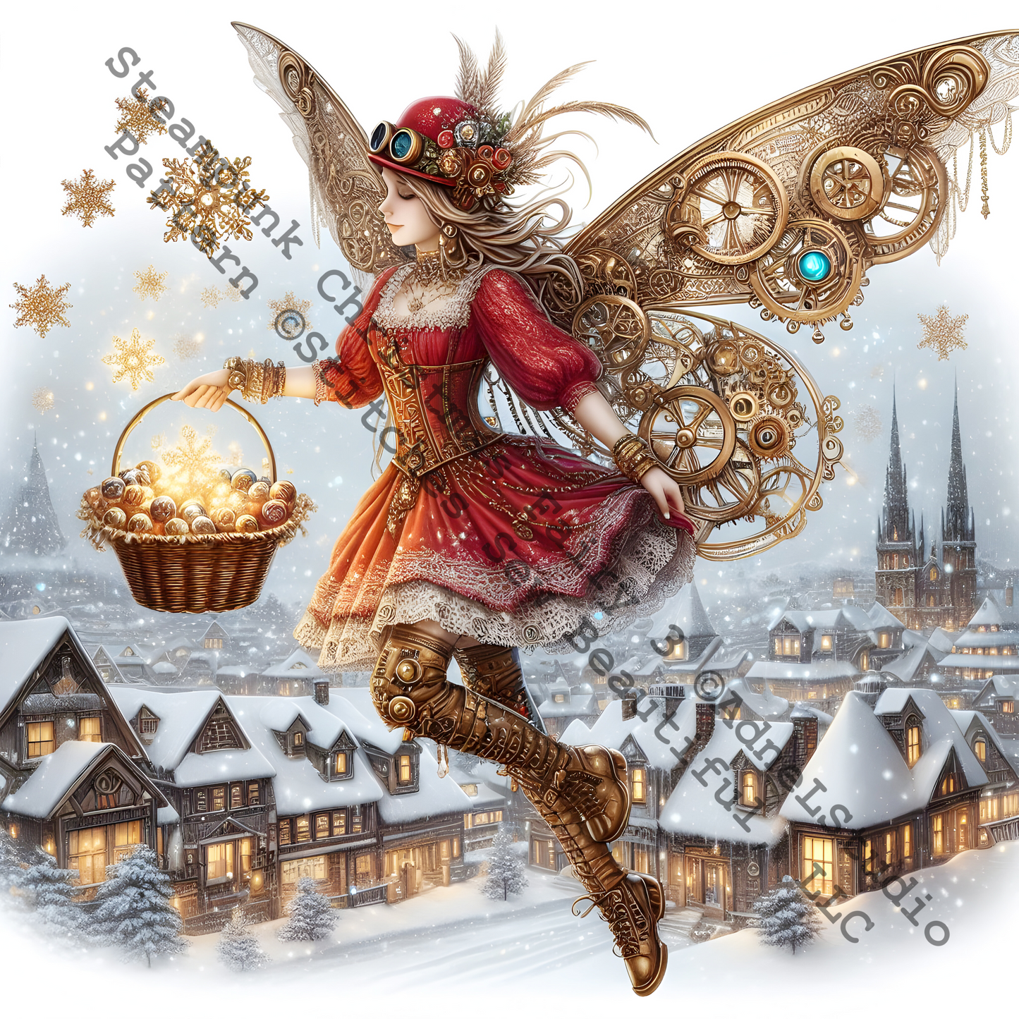 Steampunk Christmas Fairy 3 (Max Size/Color) counted cross stitch pattern by AdneLStudio
