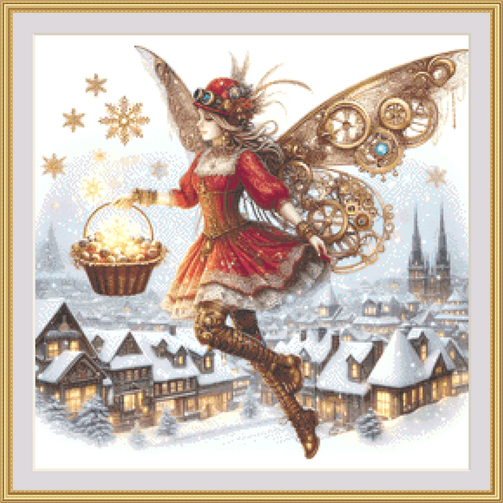 Steampunk Christmas Fairy 3 (Small) counted cross stitch pattern by AdneLStudio