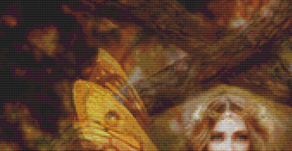 "Storyteller" cross stitch pattern by Bente Schlick, Licensed by MGL, www.mglart.com