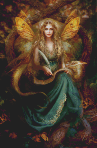 "Storyteller" cross stitch pattern by Bente Schlick, Licensed by MGL, www.mglart.com