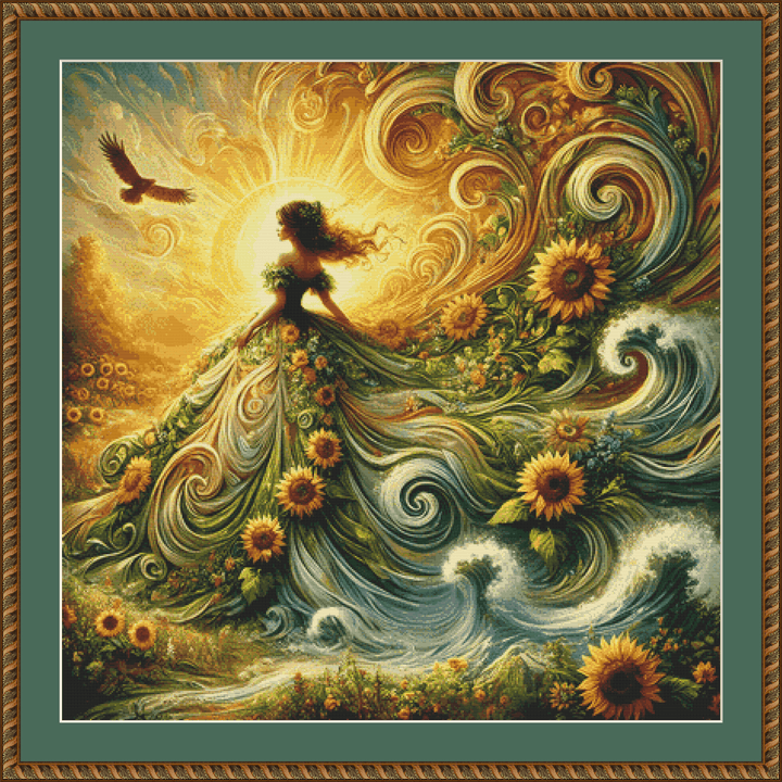 Sunflower Princess cross stitch pattern by Mystic Vision Gallery