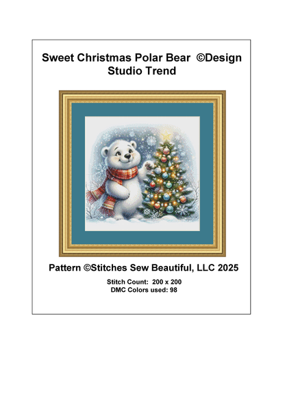 Sweet Christmas Polar Bear (Ornament) counted cross stitch pattern by Design Studio Trend