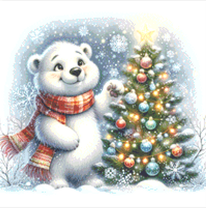 Sweet Christmas Polar Bear (Ornament) counted cross stitch pattern by Design Studio Trend