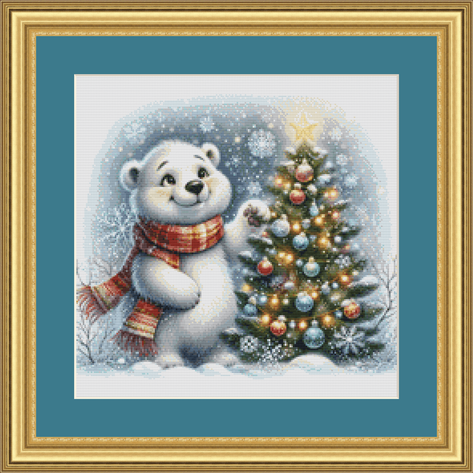 Sweet Christmas Polar Bear (Ornament) counted cross stitch pattern by Design Studio Trend