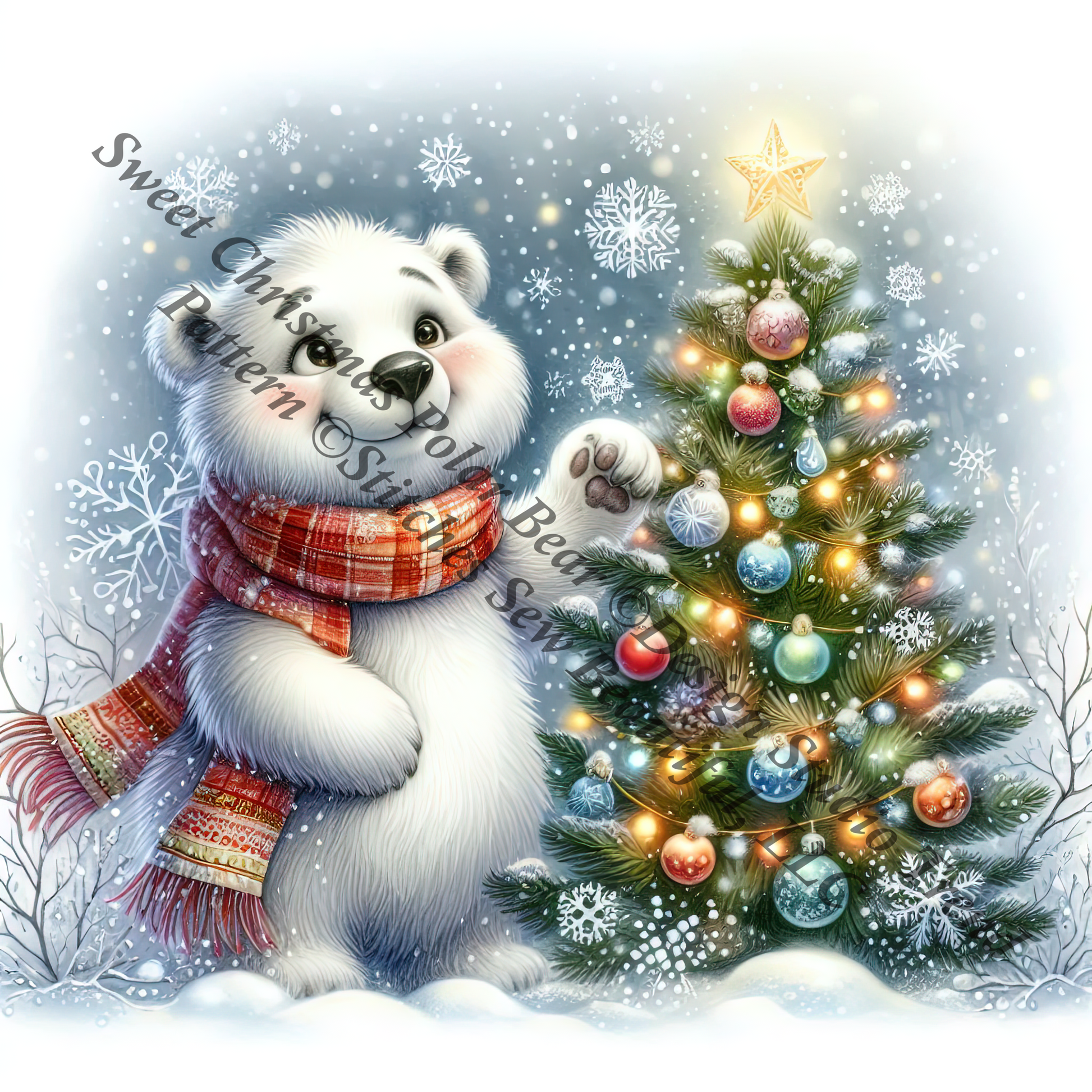 Sweet Christmas Polar Bear (Ornament) counted cross stitch pattern by Design Studio Trend