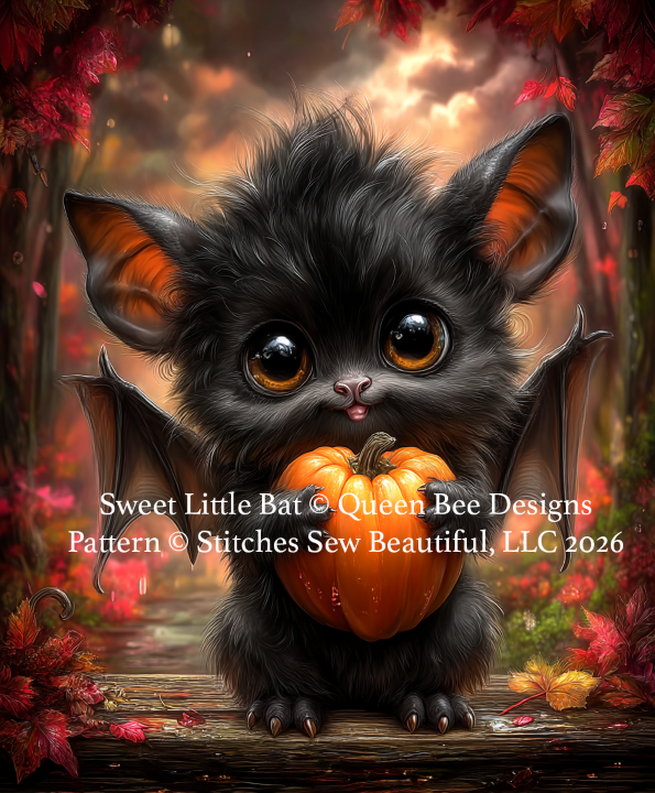 Sweet Little Bat cross stitch pattern by Queen Bee Designs