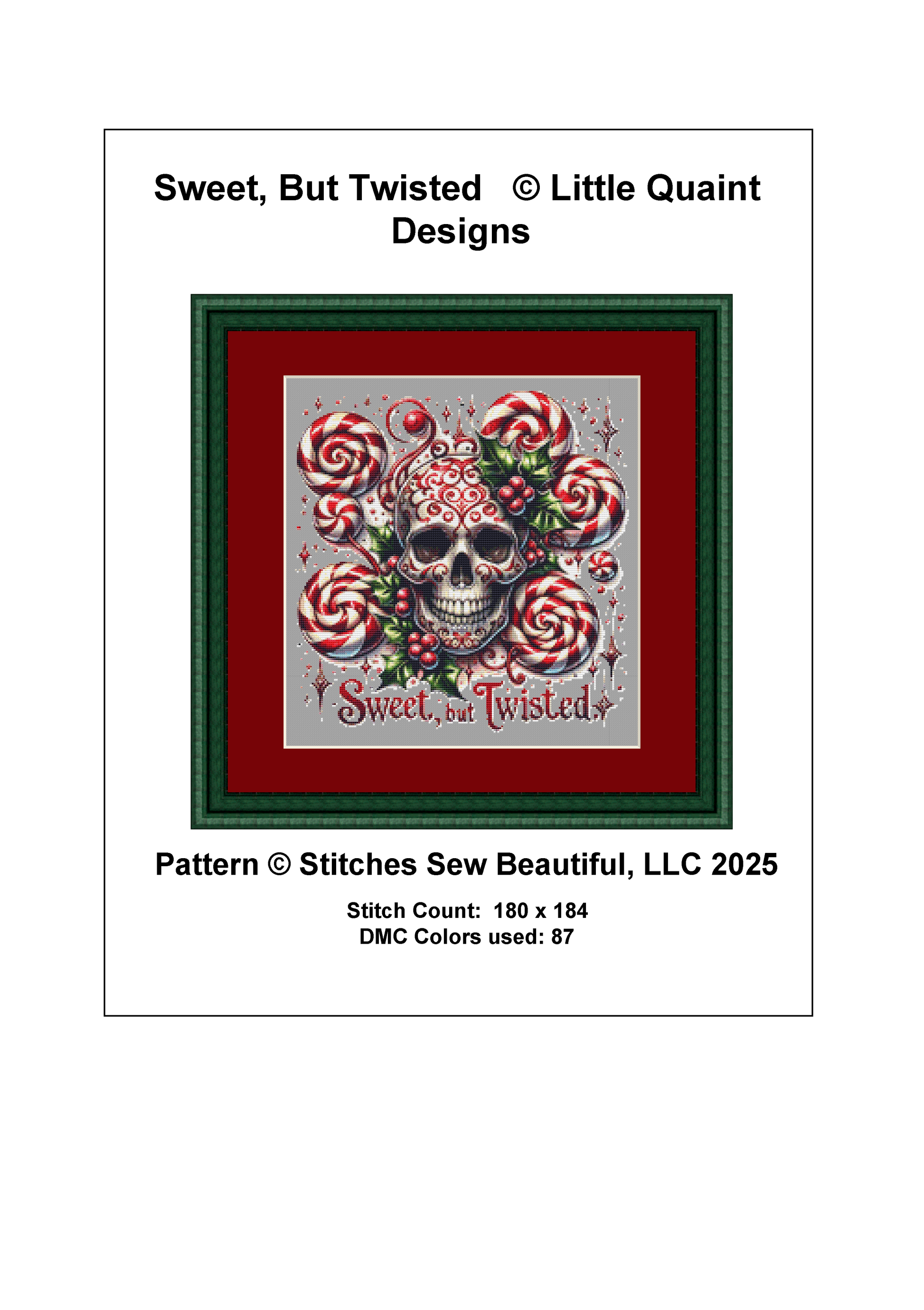 Sweet But Twisted (Ornament) counted cross stitch pattern by Little Quaint Designs