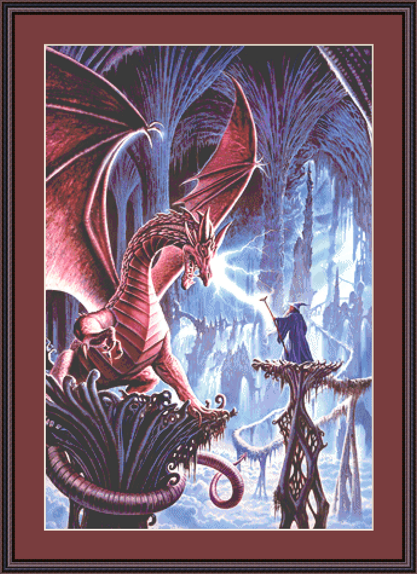 The Dragon's Lair cross stitch pattern by Steve Crisp, Licensed by MGL, www.mglart.com