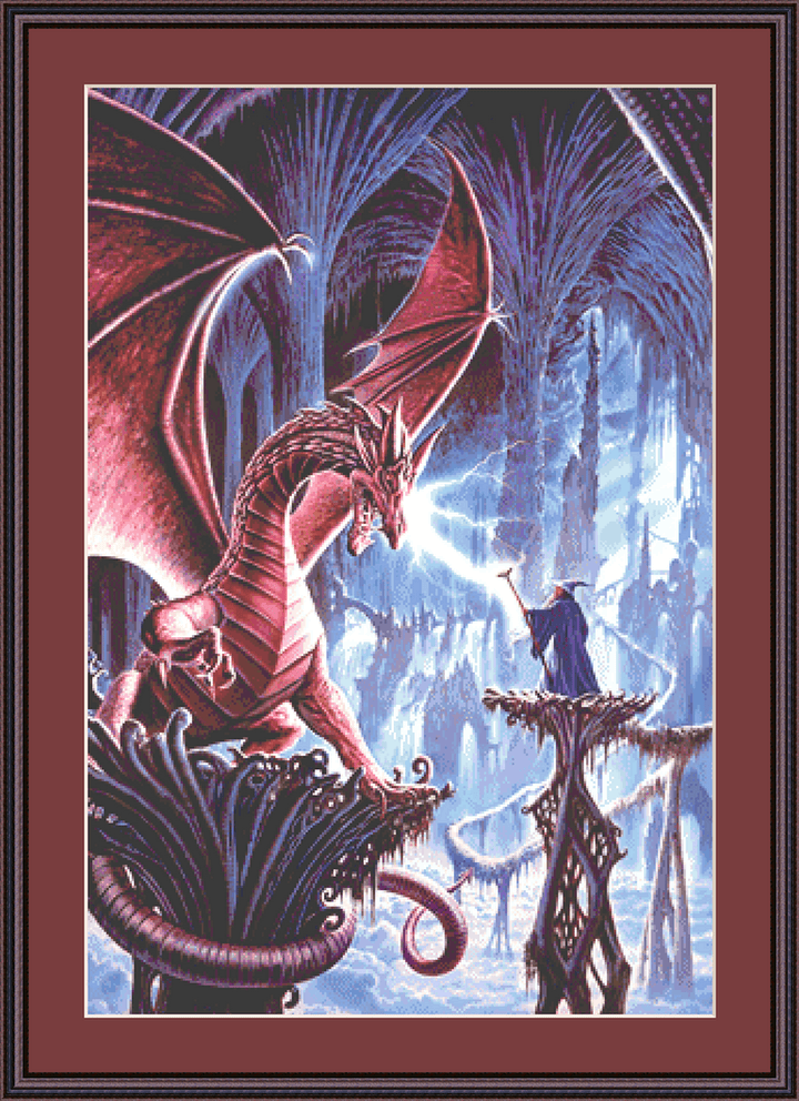 The Dragon's Lair cross stitch pattern by Steve Crisp, Licensed by MGL, www.mglart.com