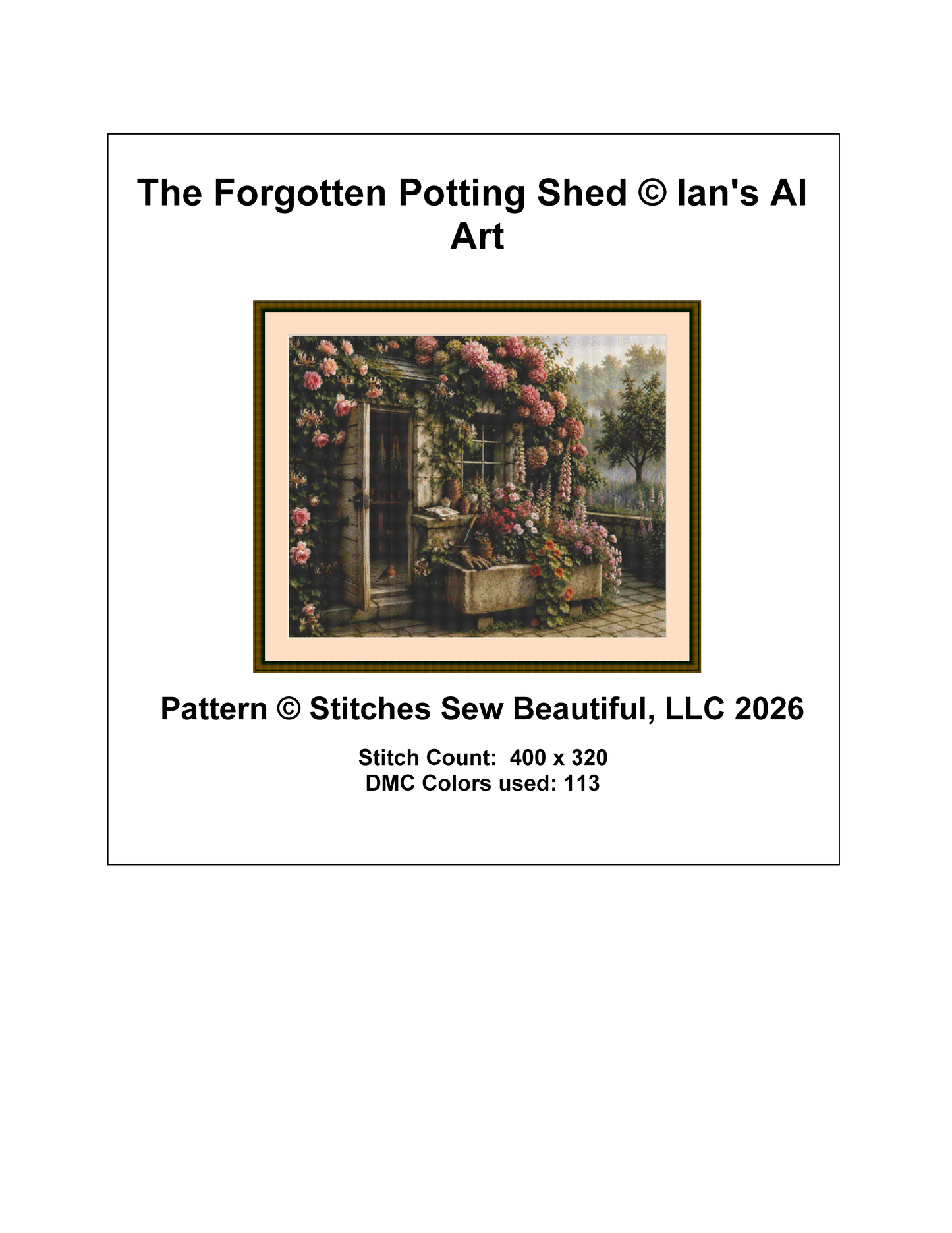 The Forgotten Potting Shed counted cross stitch pattern by Ian's AI Art