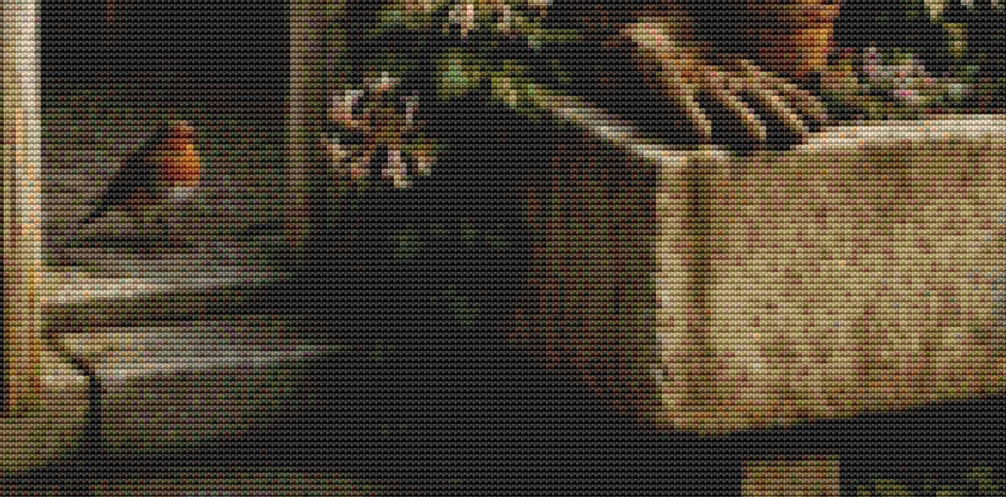 The Forgotten Potting Shed counted cross stitch pattern by Ian's AI Art