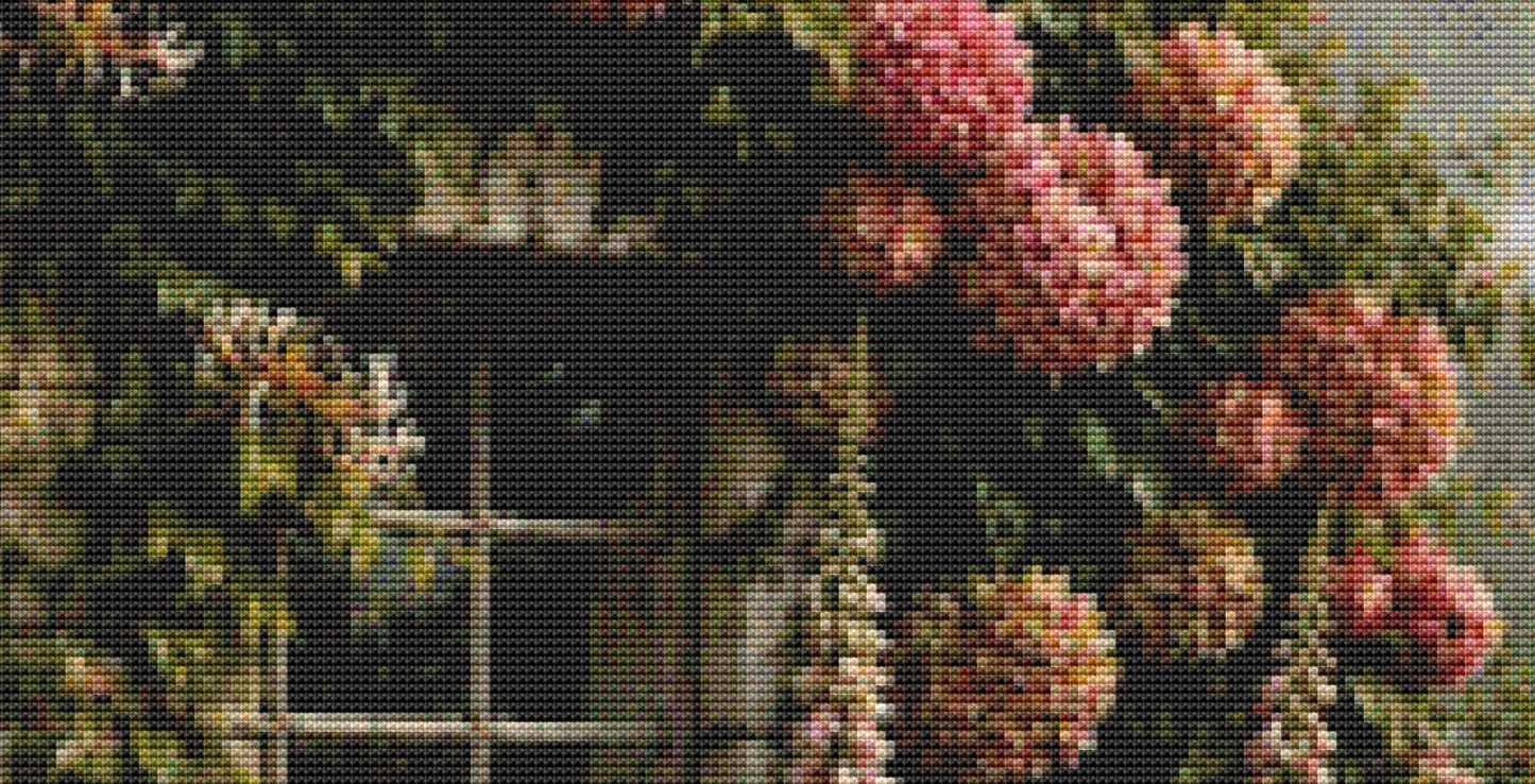 The Forgotten Potting Shed counted cross stitch pattern by Ian's AI Art