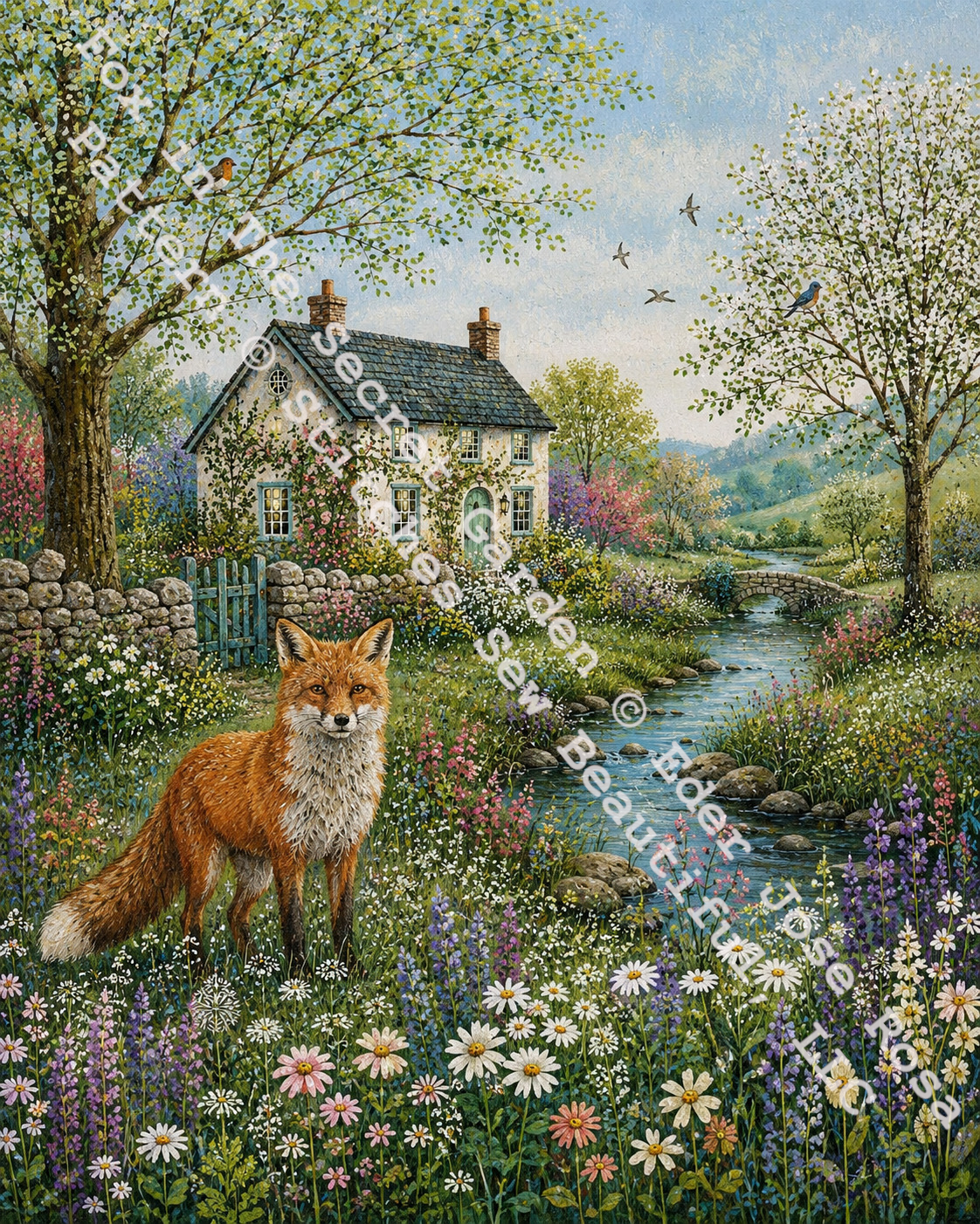 Fox in The Secret Garden cross stitch pattern by Eder Jose Rosa
