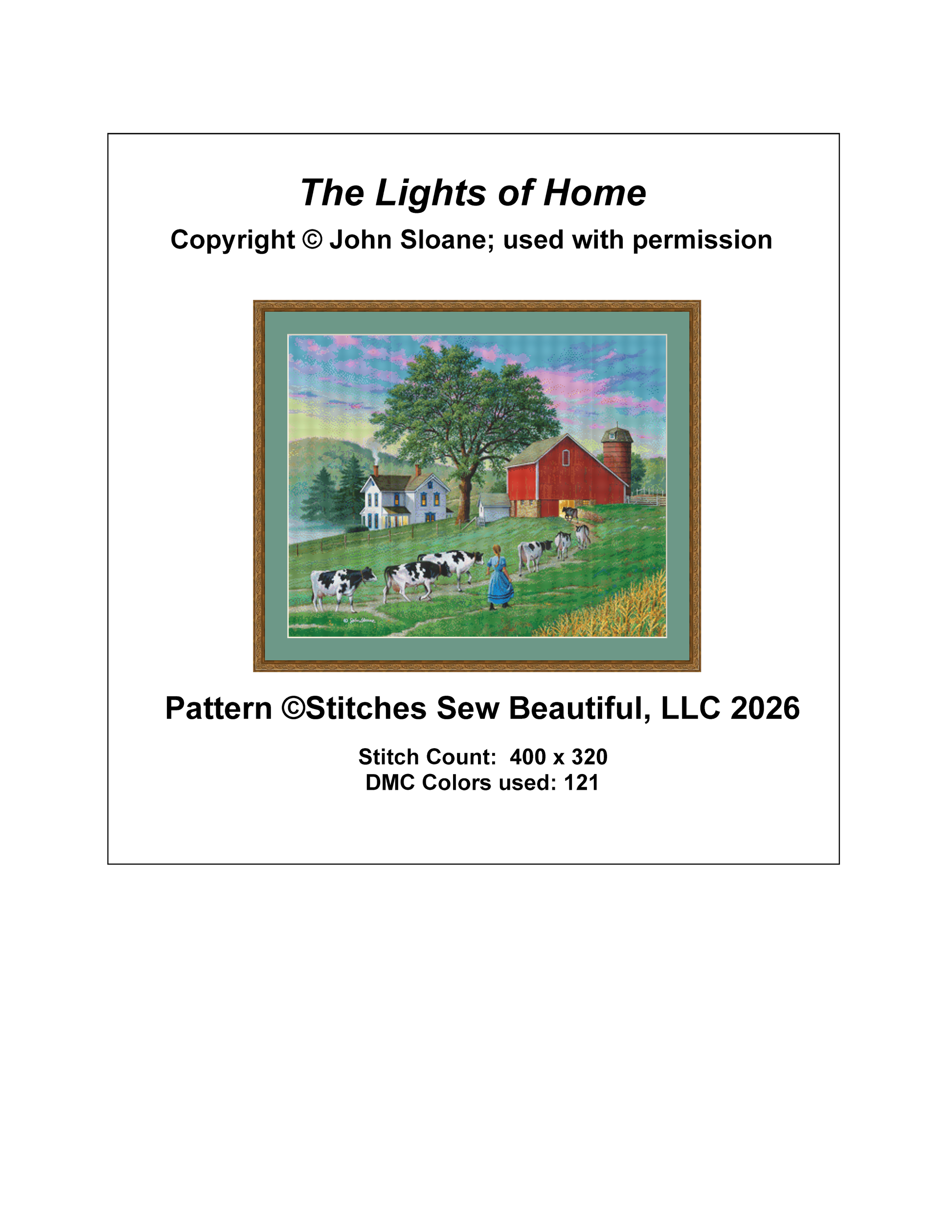The Lights of Home counted cross stitch pattern Copyright © John Sloane, used with permission