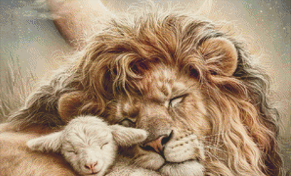 The Lion and The Lamb cross stitch pattern by Queen Bee Designs