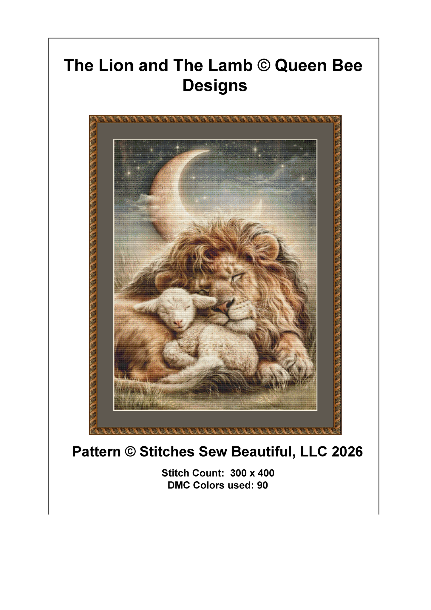 The Lion and The Lamb cross stitch pattern by Queen Bee Designs