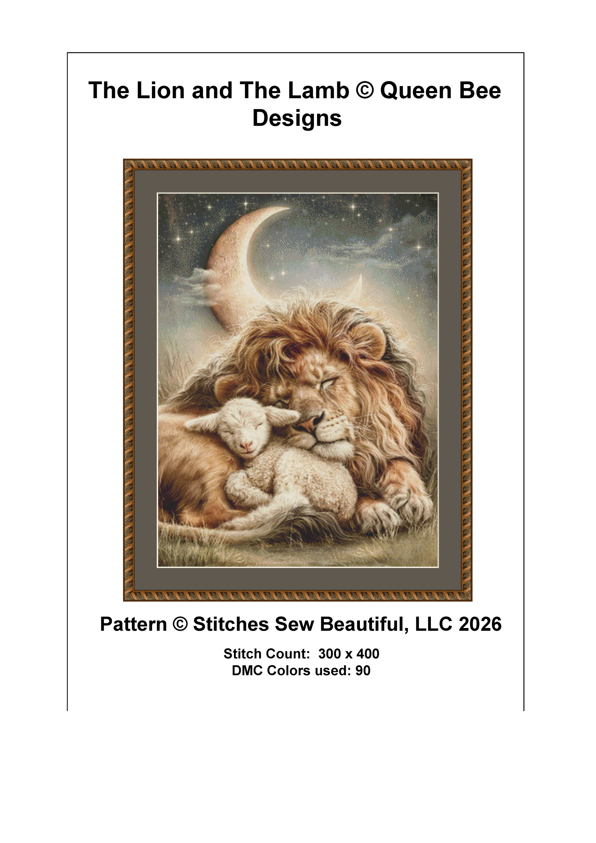 The Lion and The Lamb cross stitch pattern by Queen Bee Designs
