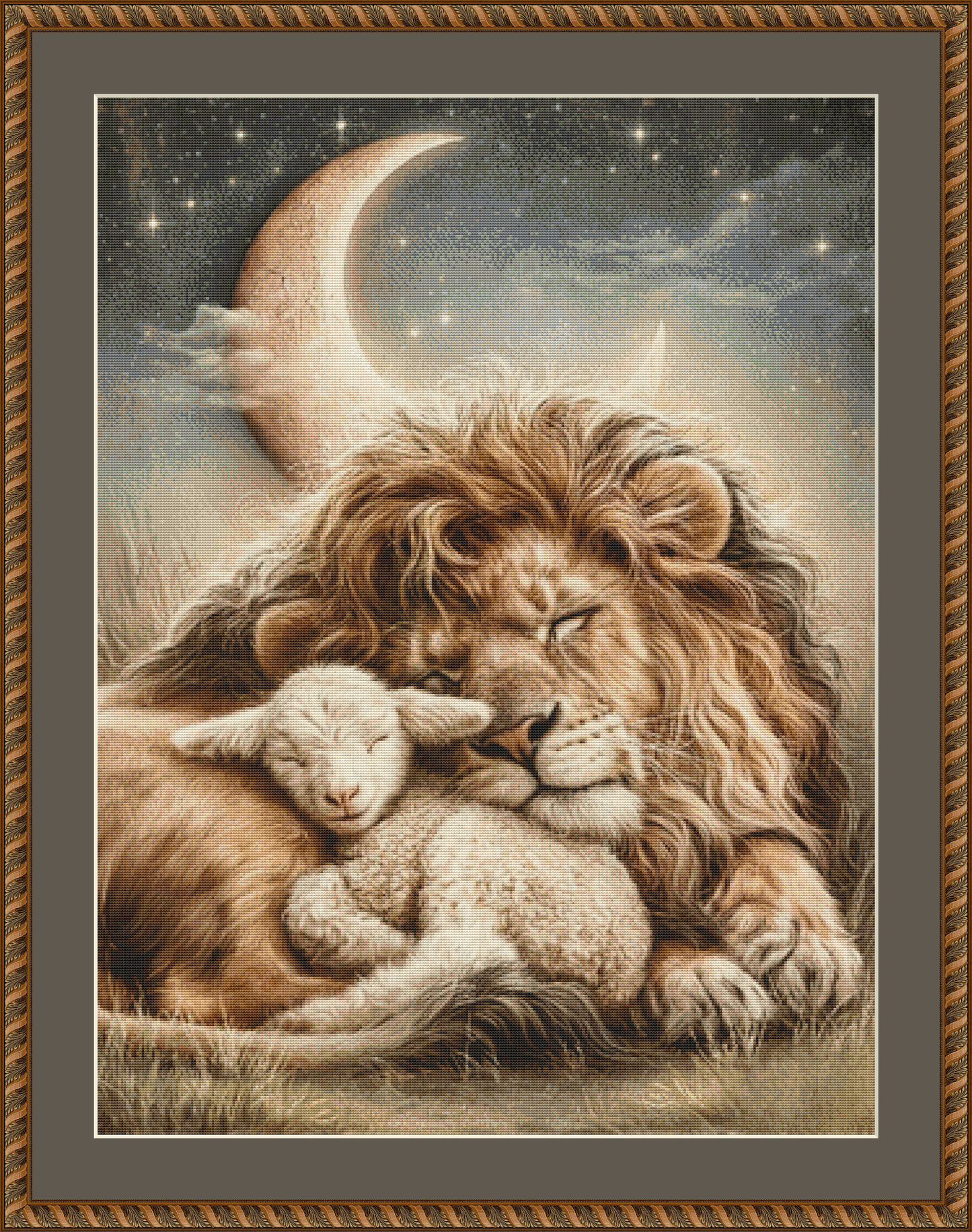 The Lion and The Lamb cross stitch pattern by Queen Bee Designs