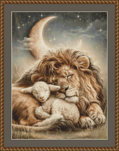 The Lion and The Lamb cross stitch pattern by Queen Bee Designs