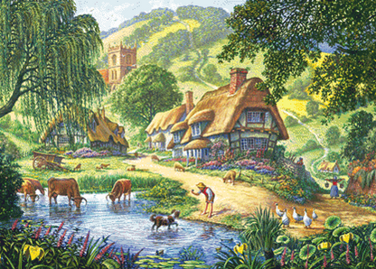 The Old Pond (Variant 1) cross stitch pattern by Steve Crisp, Licensed by MGL, www.mglart.com