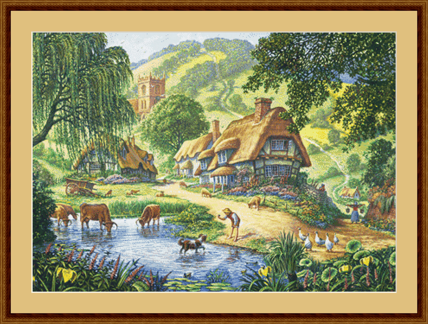 The Old Pond (Variant 1) cross stitch pattern by Steve Crisp, Licensed by MGL, www.mglart.com