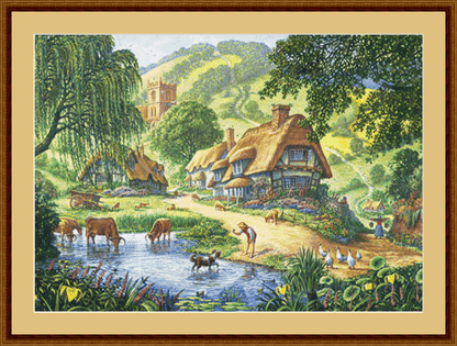 The Old Pond (Variant 1) cross stitch pattern by Steve Crisp, Licensed by MGL, www.mglart.com