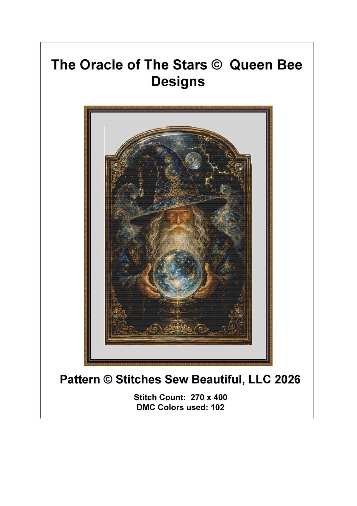 "The Oracle of The Stars" cross stitch pattern by Queen Bee Designs