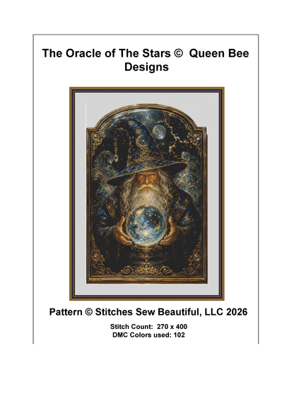 "The Oracle of The Stars" cross stitch pattern by Queen Bee Designs