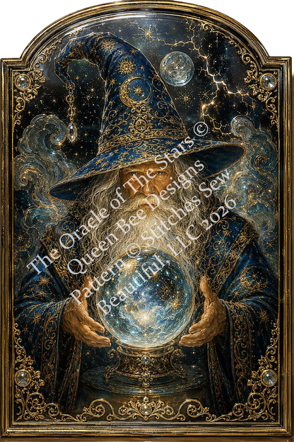 "The Oracle of The Stars" cross stitch pattern by Queen Bee Designs