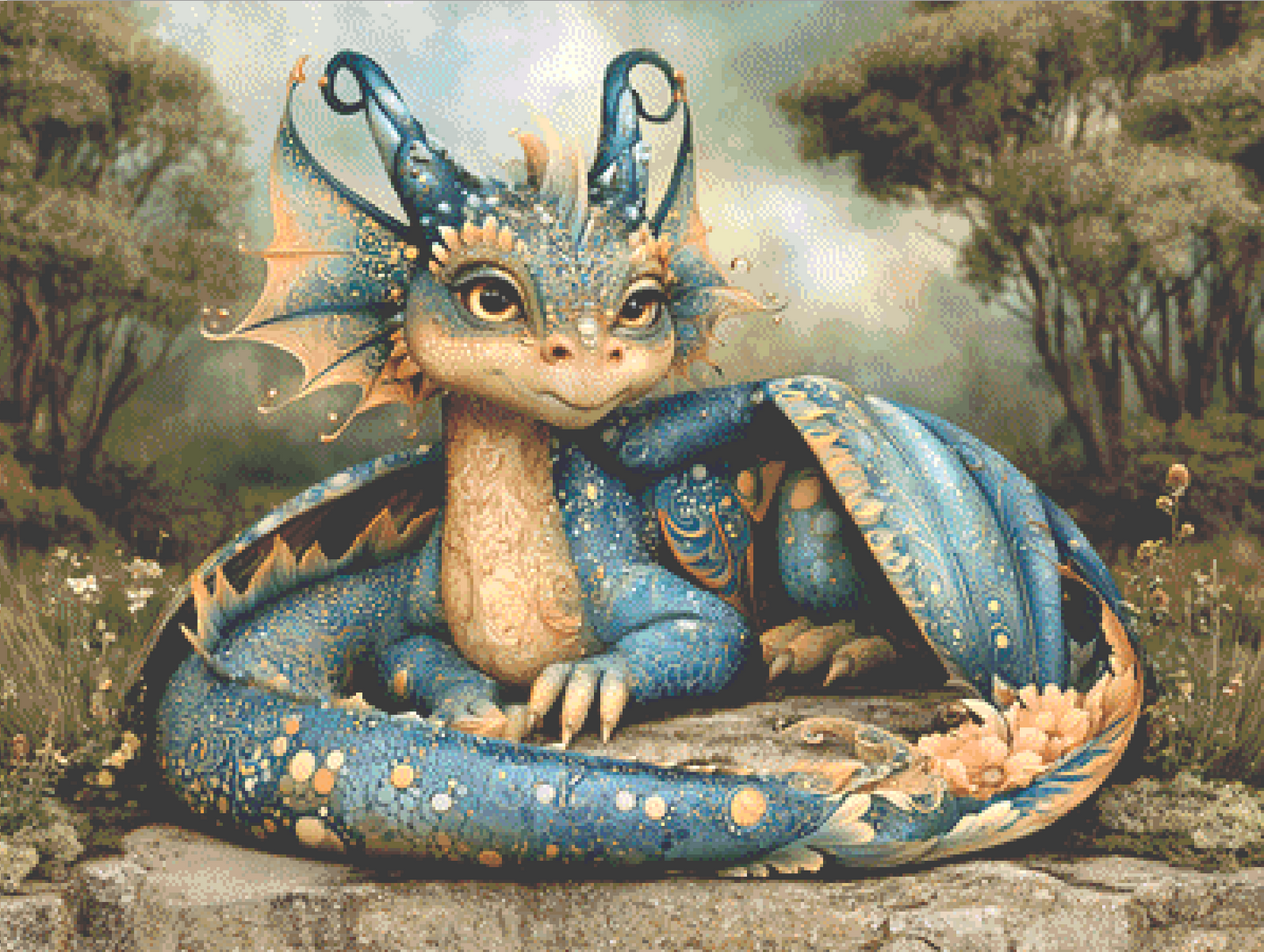 "The Painted Dragon" cross stitch pattern by Bryna T. Art & Design