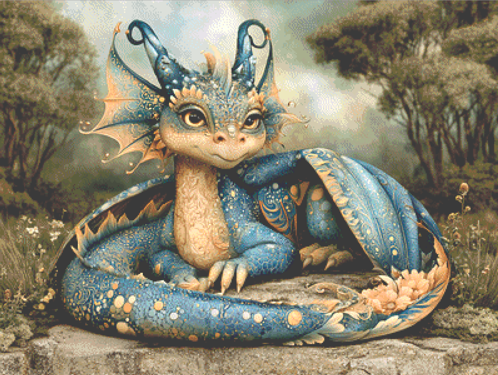 "The Painted Dragon" cross stitch pattern by Bryna T. Art & Design