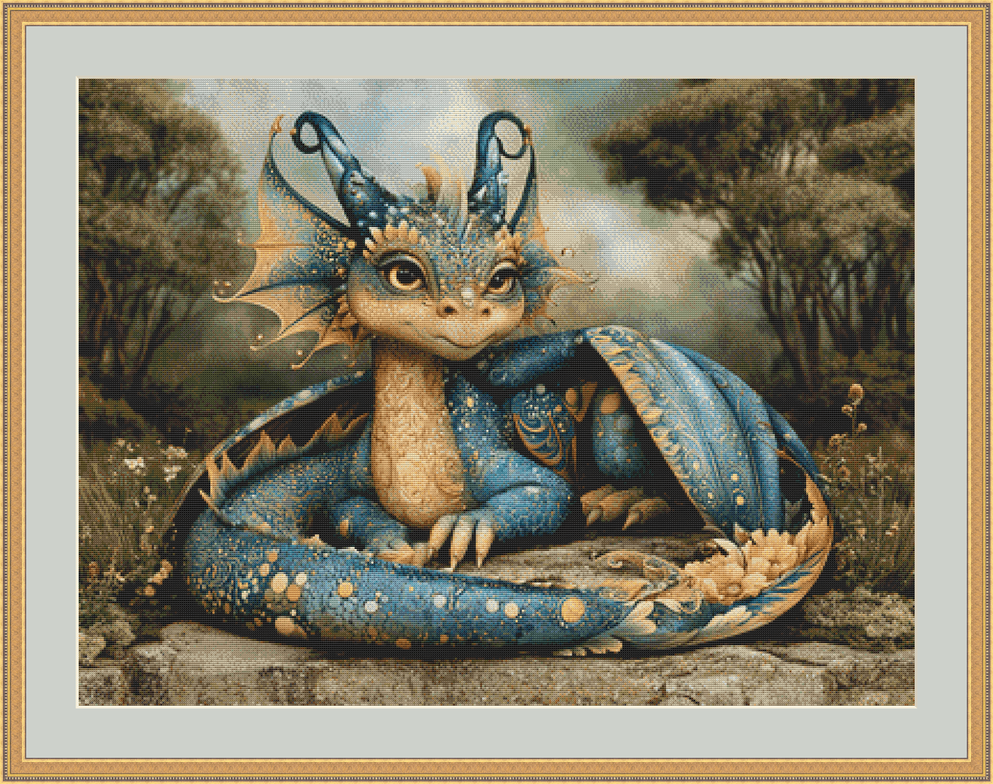 "The Painted Dragon" cross stitch pattern by Bryna T. Art & Design
