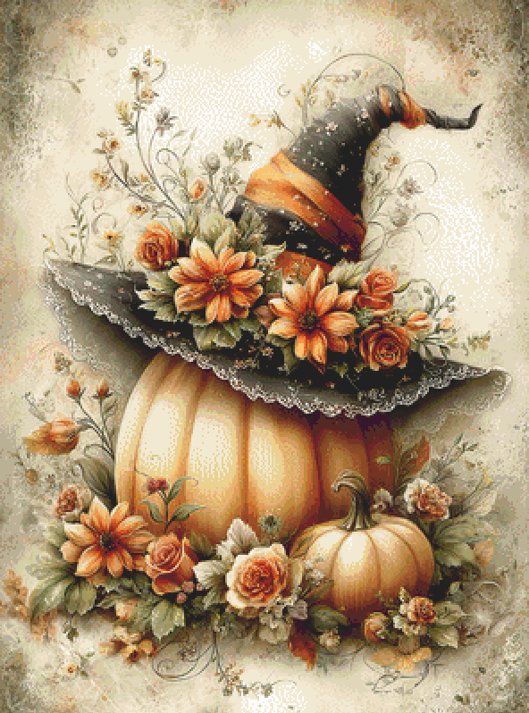 "The Pumpkin Witch Garden" cross stitch pattern by Sassy E. Boutique